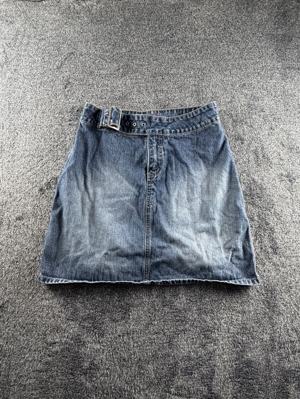 Mossimo Women’s Denim Mini Skirt Size 3 Blue Jean Belted Y2K